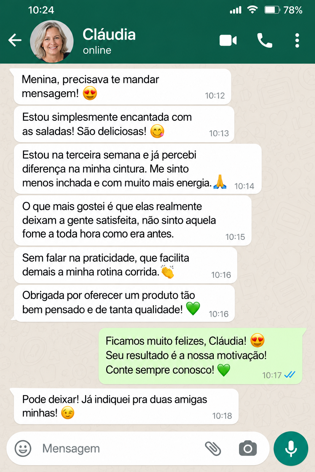 Depoimento de Cláudia sobre as saladas no pote