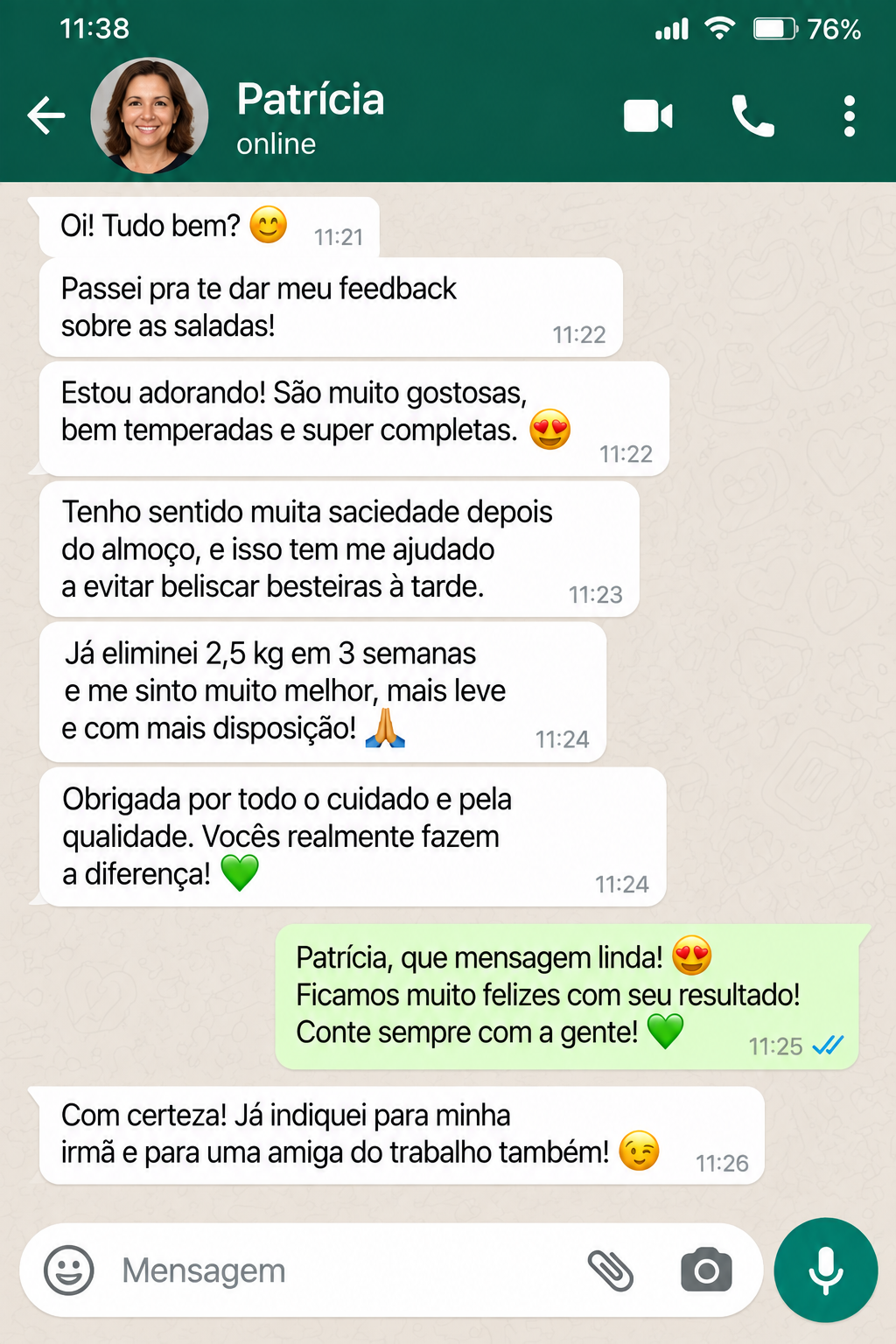 Depoimento de Patrícia sobre as saladas no pote